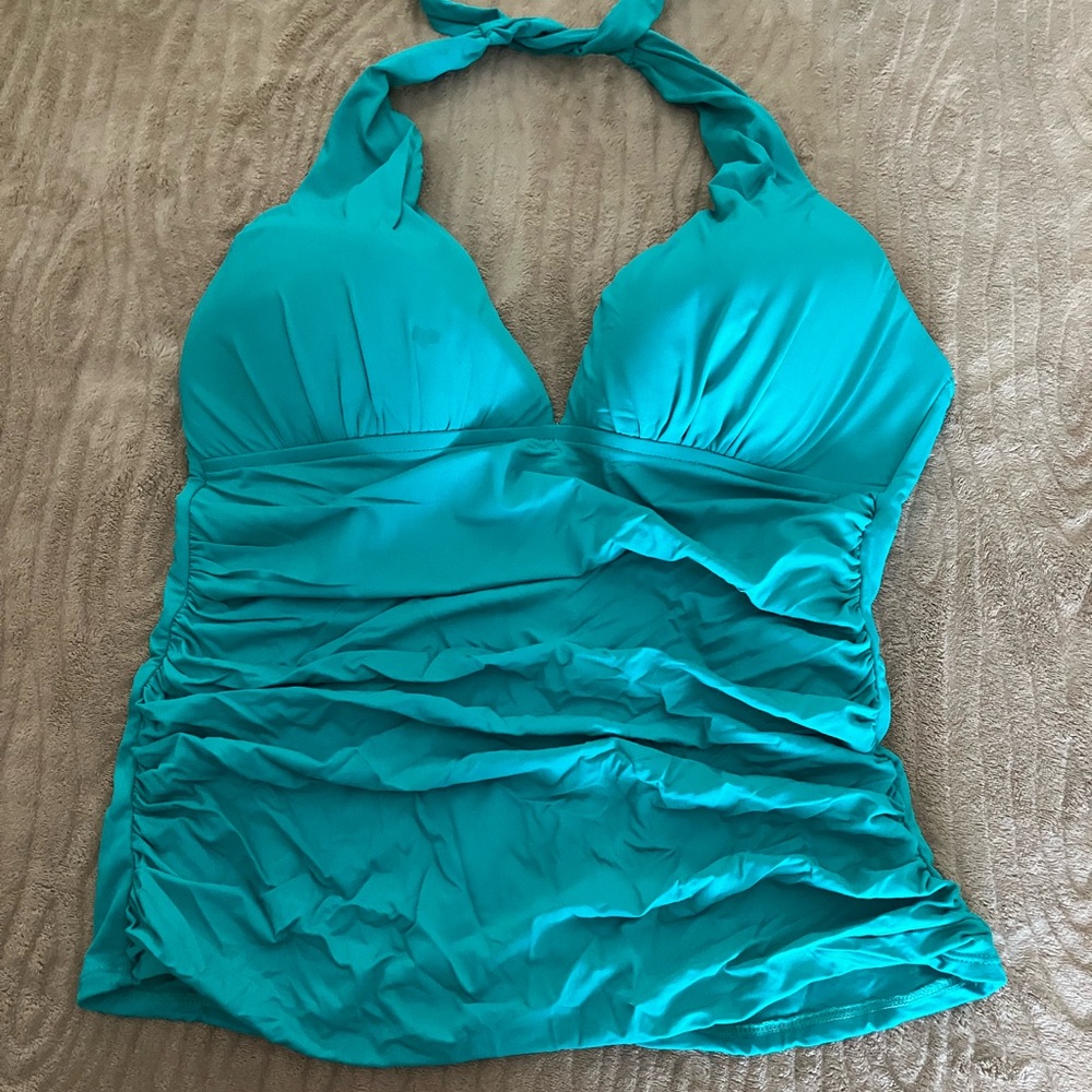 La Blanca Teal Halter Tankini Top